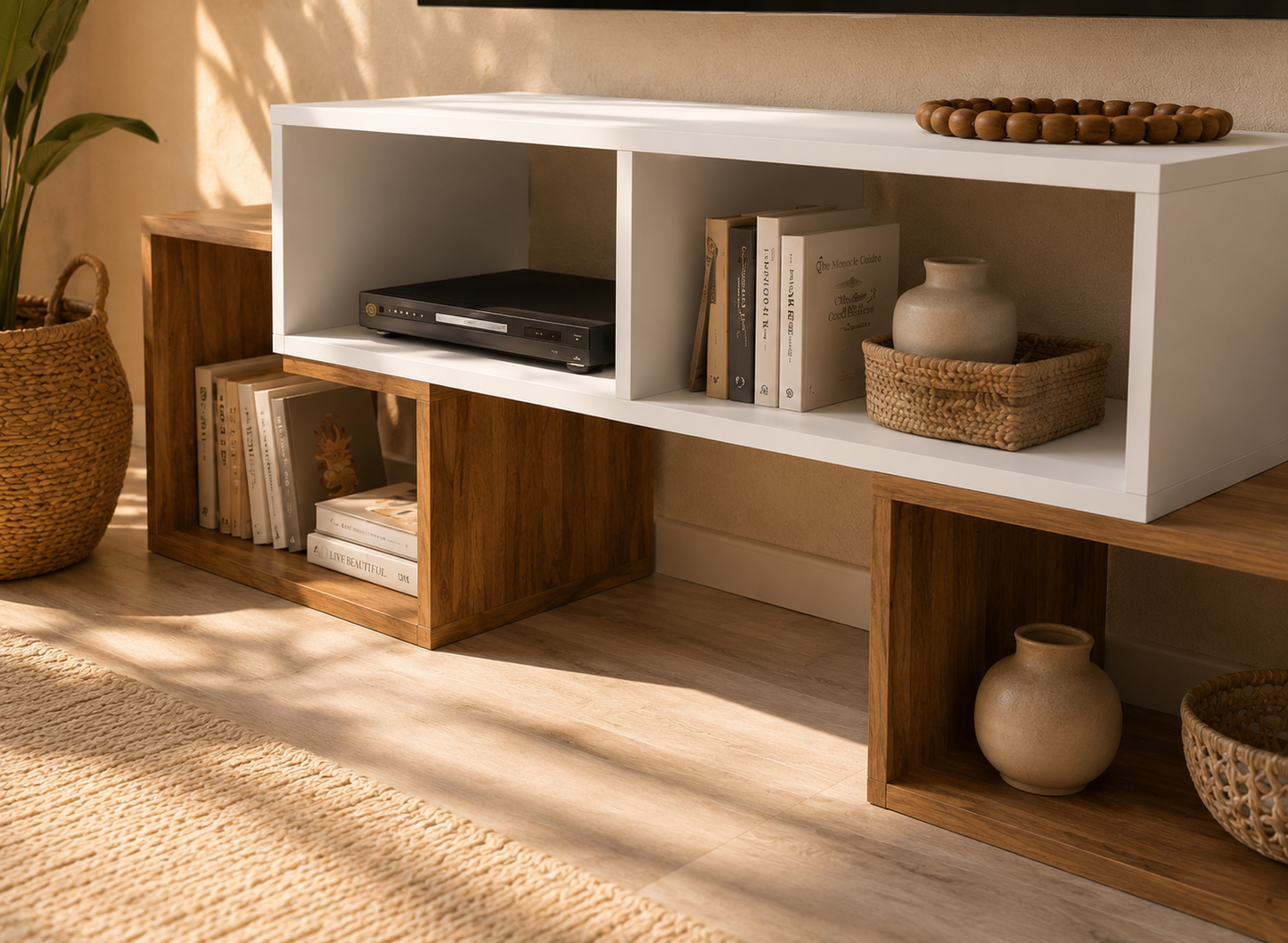 TV Unit - (Brown and White)
