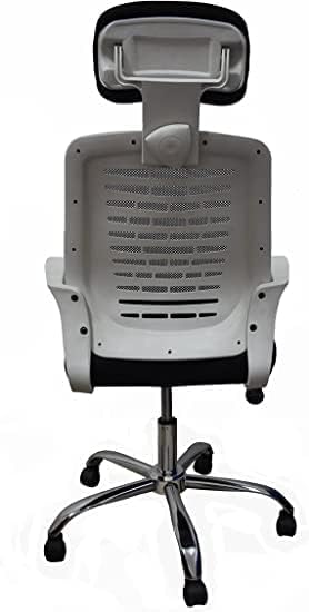 Premium Office Chair with White Plastic Adjustable Headrest Mesh Back and Strong Metal Star - Market Misr (Black, Manager Chair)