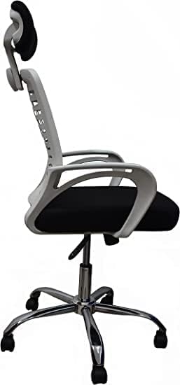 Premium Office Chair with White Plastic Adjustable Headrest Mesh Back and Strong Metal Star - Market Misr (Black, Manager Chair)