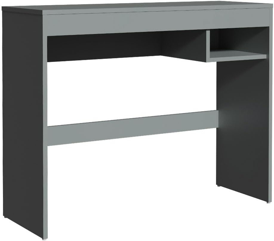 MADESA Compact Home Office Computer Desk, Small Study Writing Table, Workstation, 91 W x 76 H x 36 D Cm - Grey