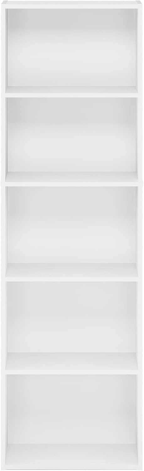Furinno Luder 5-Tier Reversible Color Open Shelf Bookcase, White