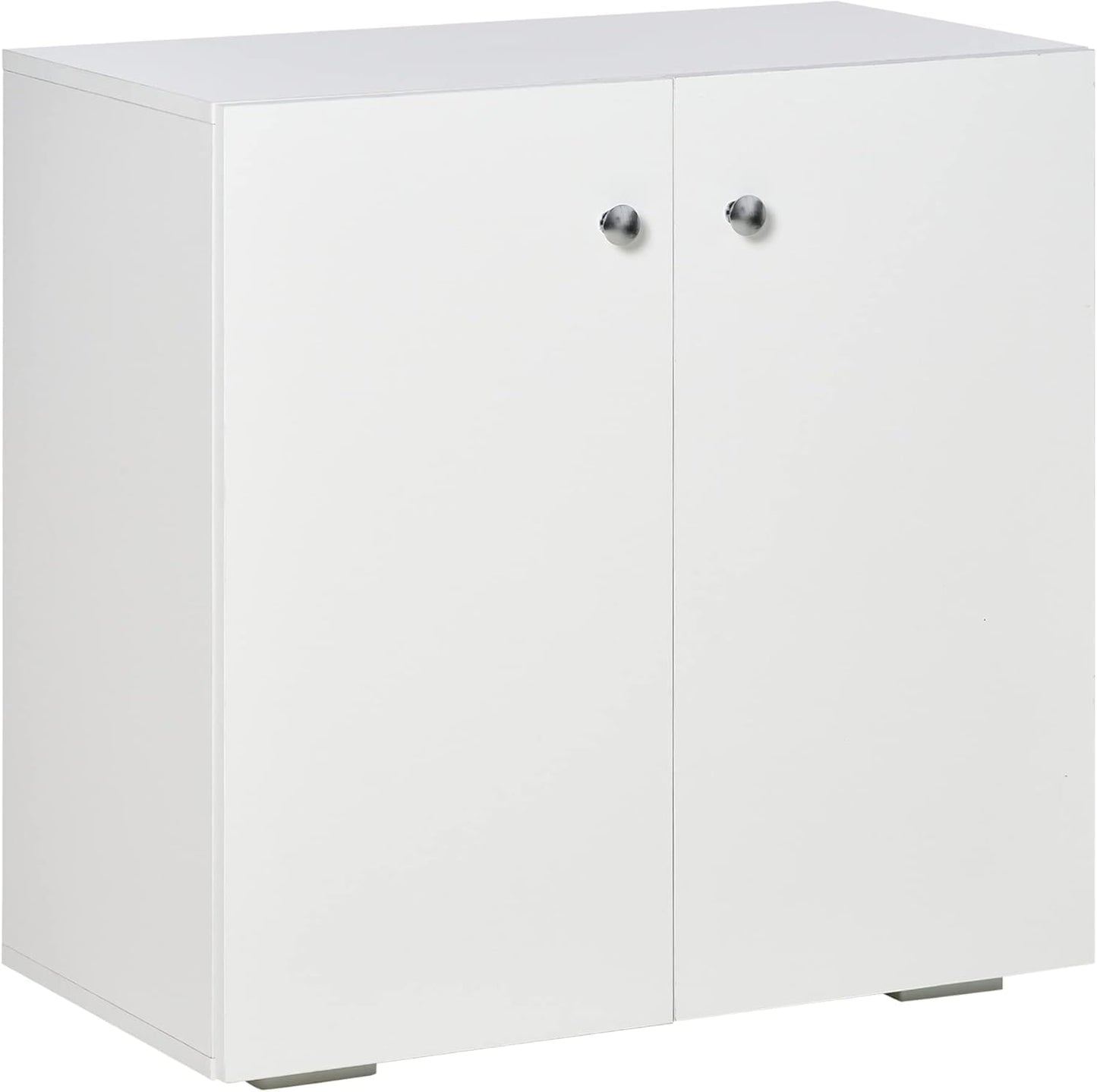 FurniFlex Living Room Sideboard with 2 Doors Auxiliary Wardrobe and 2 Shelves, 70 cm x 39 cm x 70 cm Size, White