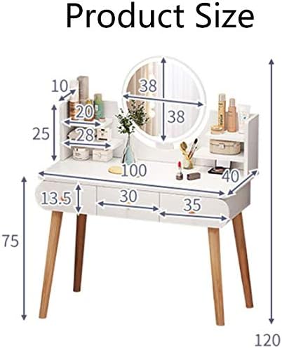 TecnoMobili Melamine Dressing Table, White - H 85 cm x W 54 cm x D 45 cm (white-high end)