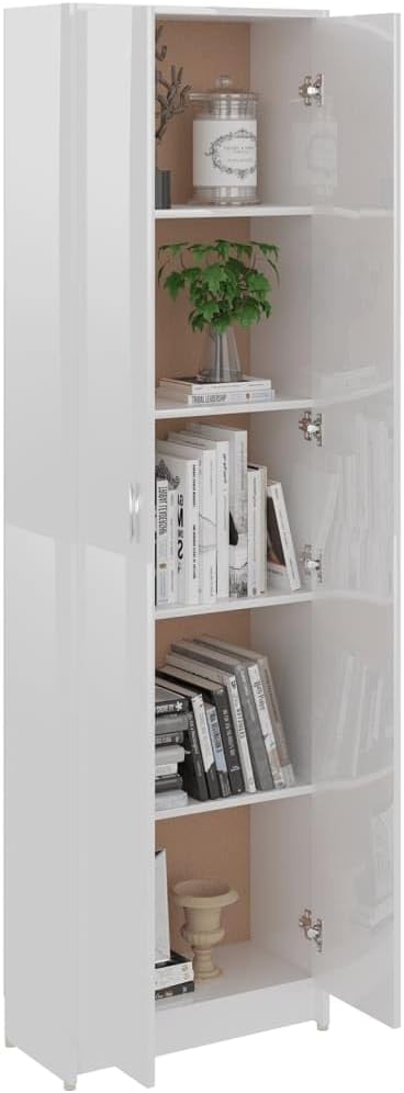 vidaXL Hallway Wardrobe High Gloss Living Room Clothes Storage Cabinet Bedroom Closet Cupboard Organiser Unit Furniture White Chipboard
