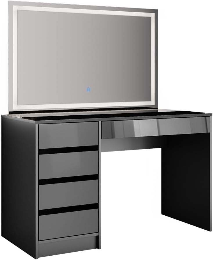 Vicco Sherry Dressing Table Black 120cm with LED Mirror