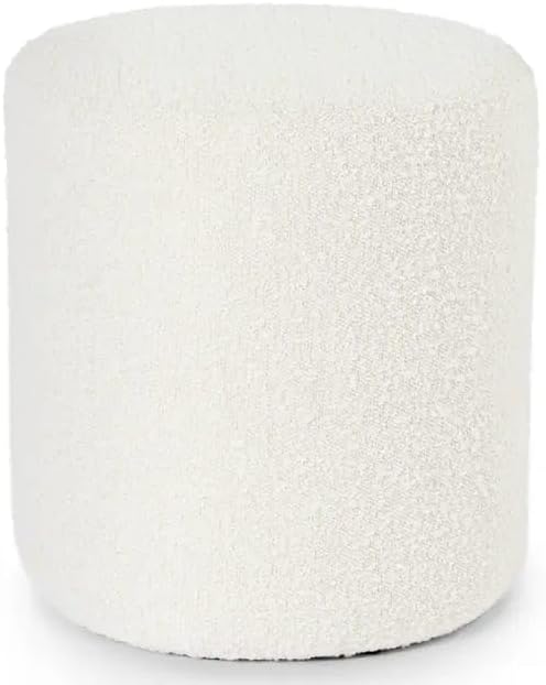 Generic Glam Panda Fabric Ottoman, Off-White, 45cm (H) x 43cm (W) x 45cm (D), 15kg