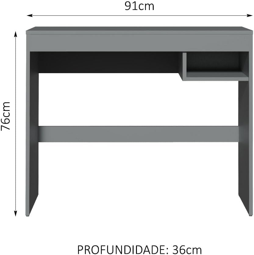 MADESA Compact Home Office Computer Desk, Small Study Writing Table, Workstation, 91 W x 76 H x 36 D Cm - Grey