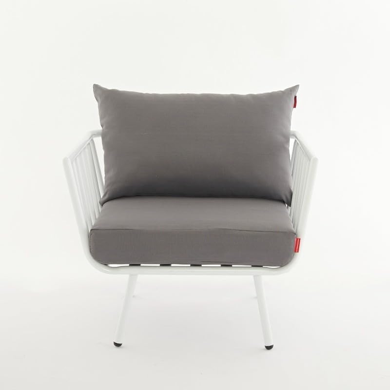Ricrac Rakot L-Shape Sofa Set with Side Chair and Table, Light Gray Outdoors