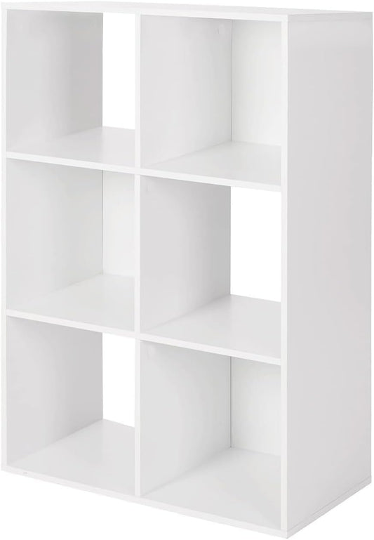 Homme Concept – 6 Cube Storage Unit, White Living Room Bookcases and Shelving Unit, Storage Shelves, Kids Bookcases, Free Standing Wooden Bookcase, Storage Organiser, BookShelf for Home Office.