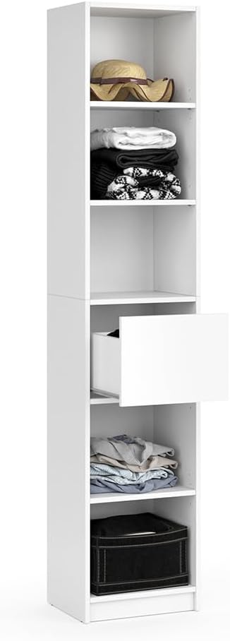 Vicco Guest Wardrobe White Hallway Cupboard - Open Walk In Clothes Rack Wardrobe Hallway Niche Coat Stand (Cabinet Side)
