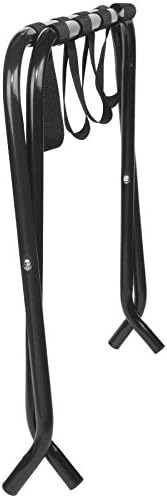 Kings Brand Furniture Furniture-Black Metal Foldable Luggage Rack Stand with Nylon Belts