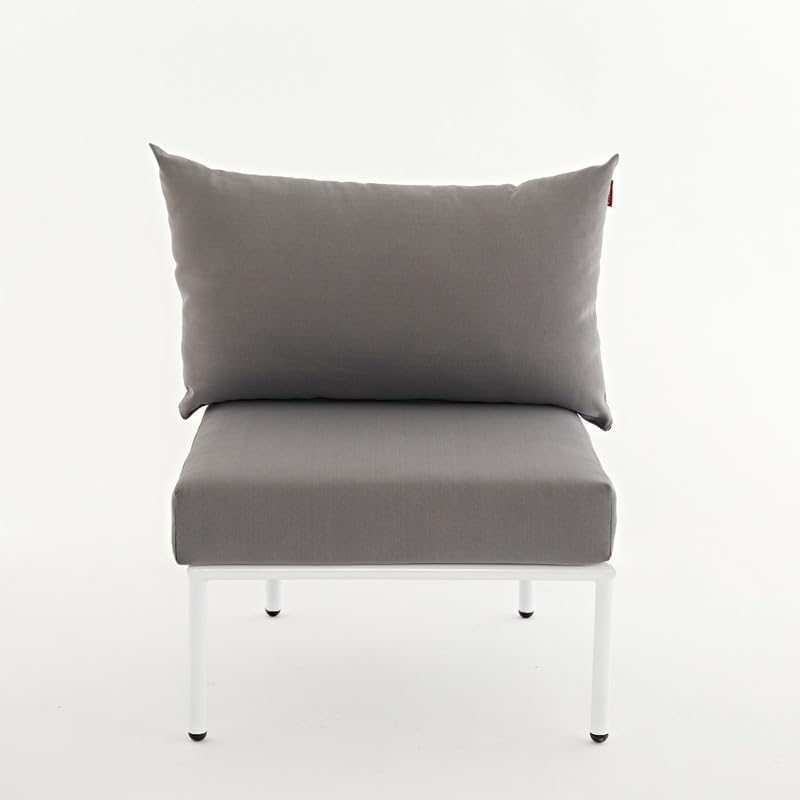 Ricrac Rakot L-Shape Sofa Set with Side Chair and Table, Light Gray Outdoors