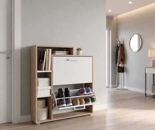 Vicco Orlando Shoe Tidy, White/Sonoma, 80 x 90 cm