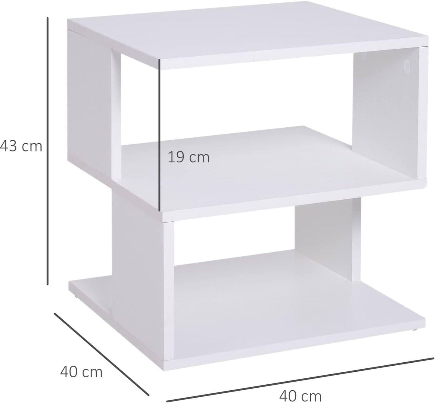 Home Gallery modern square 2 tier wooden side table - white w40 x h43 x d40
