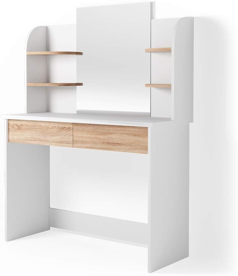 Vicco Charlotte Make-Up Table Dressing Table Mirror 142 x 108 cm Sonoma White