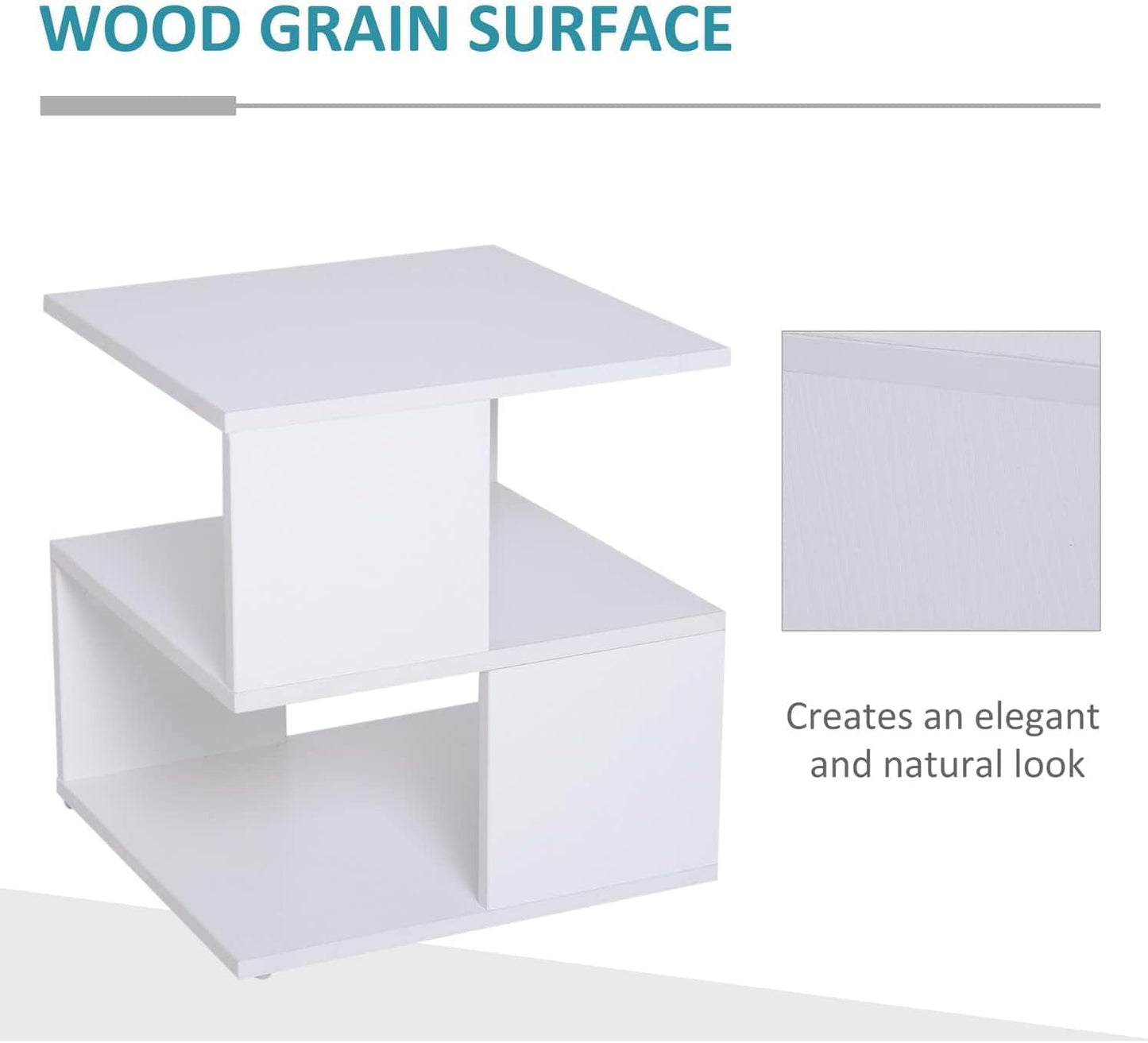Home Gallery modern square 2 tier wooden side table - white w40 x h43 x d40
