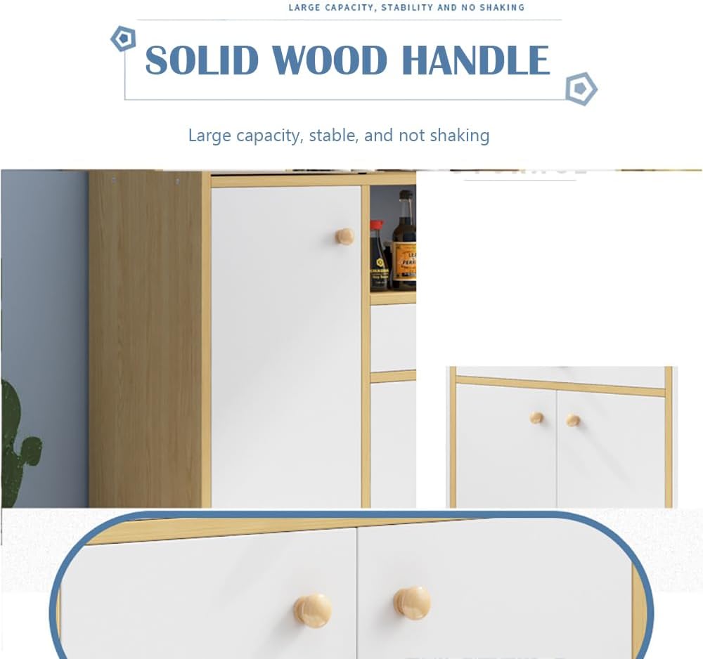 Sideboard Cabinet, Wooden Kitchen Cabinet with 1 Drawer & 4 Doors for Microwave Oven, Tableware and Kitchen Utensils, Modern Storage Cabinet for Dining Room, Living Room and Kitchen, CDA5 (White)