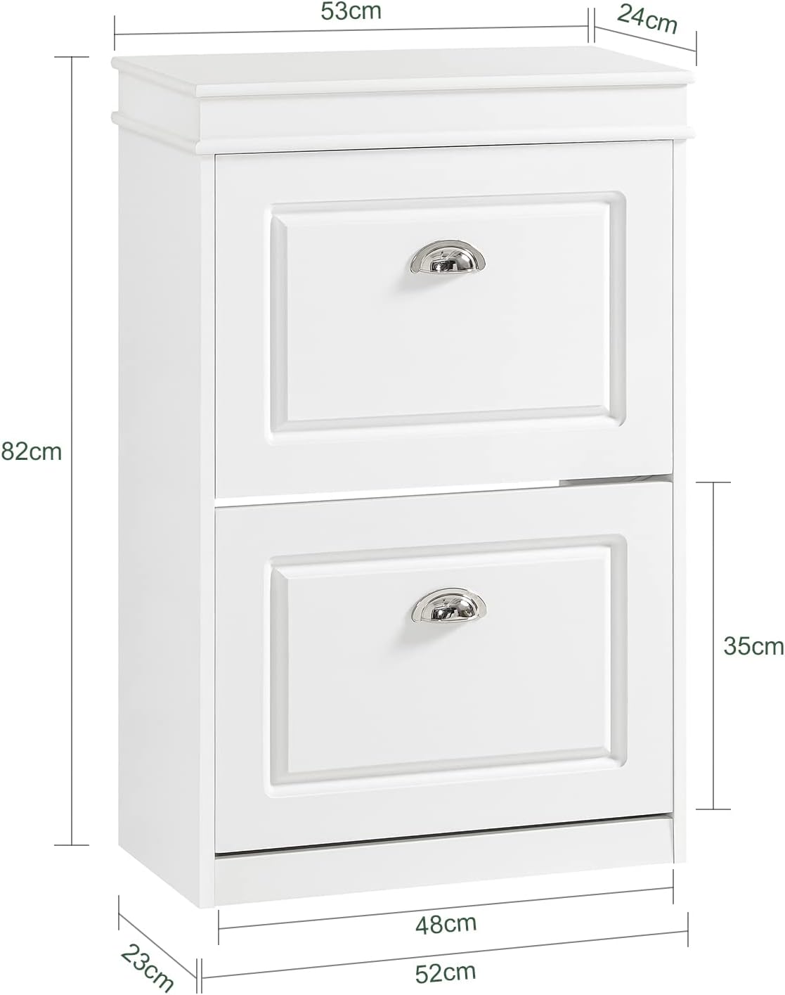 SoBuy Haotian FSR78-W, 2 Drawers Shoe Cabinet Shoe Rack Shoe Storage Cupboard Organizer Unit