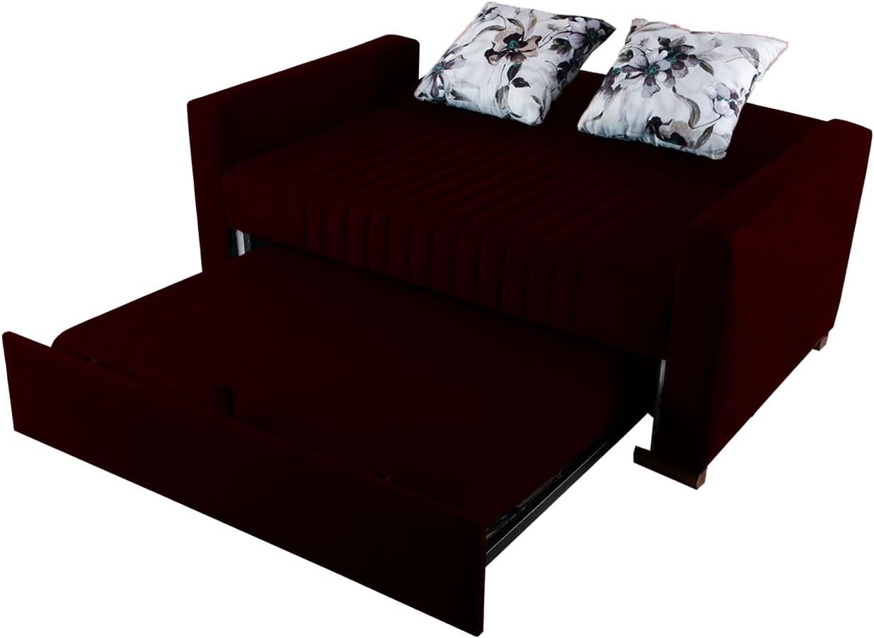 Aldora imza tow seater sofa bed_dark red