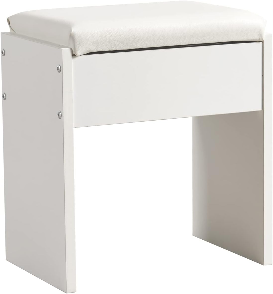 Meerveil Dressing Table Stool, White Soft Padded Wood Vanity Stool, 41x 35 x 45 cm Piano Seat