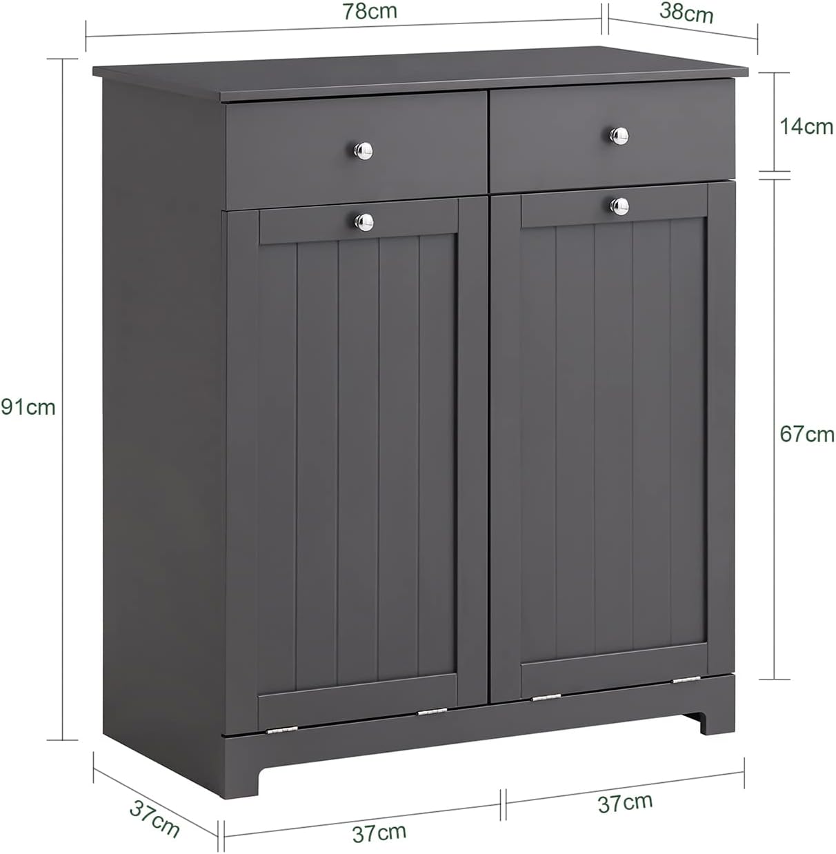 SoBuy BZR33-DG Multifunctional Wardrobe with 2 Baskets and 2 Drawers 78 x 38 x 91 cm, Grey ES