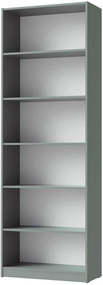 MADESA 6 Shelf Bookcase for Storage and Display, Wood, 71 W x 204 H x 30 D Cm - Grey