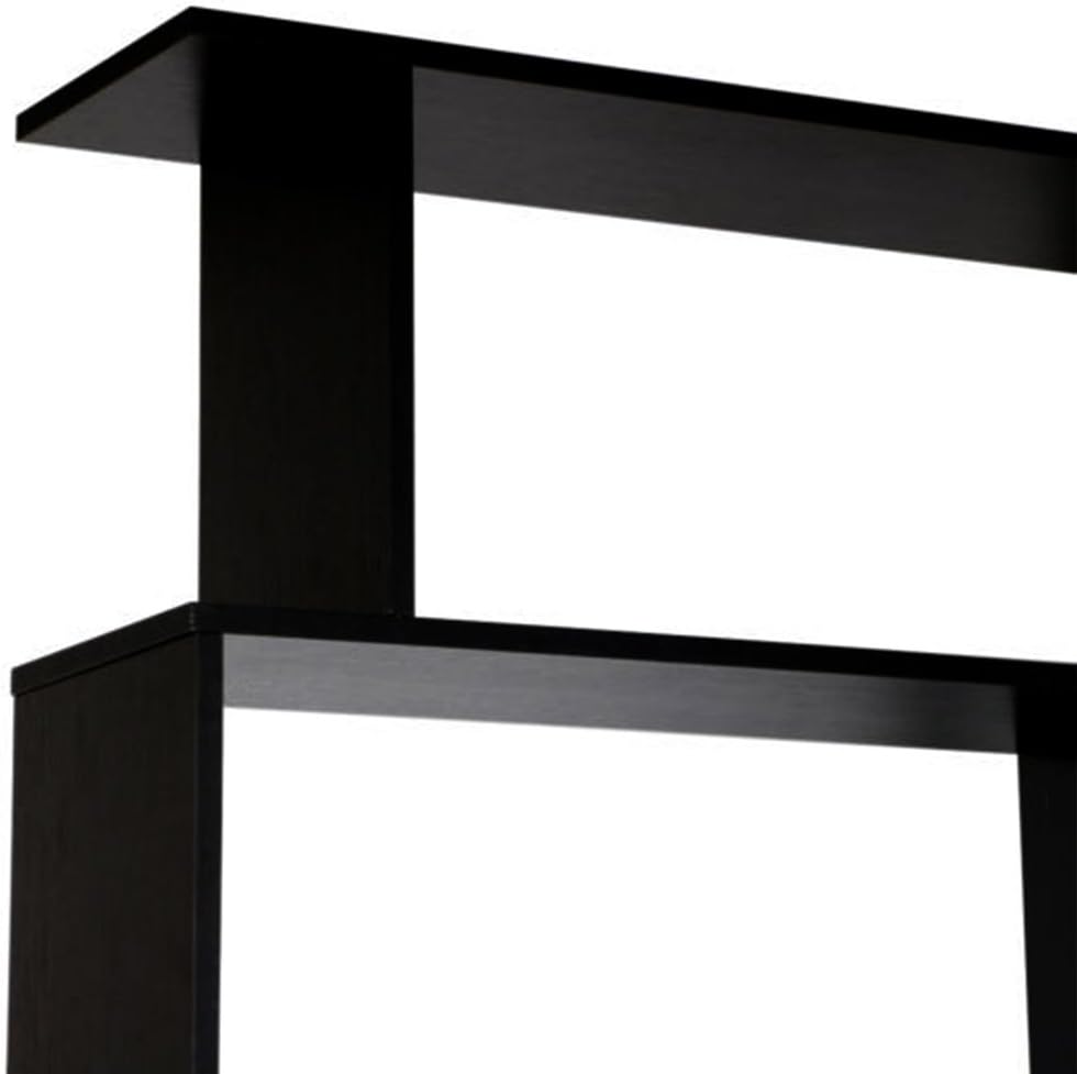 Panana Wooden Bookcase 6 Tier Shelves Bookshelf S Shape Storage Display Shelf Room Divider Unit Chest Cupboard Cabinet Free Standing Shelving Storage Organizer Unit for Living Room, Black