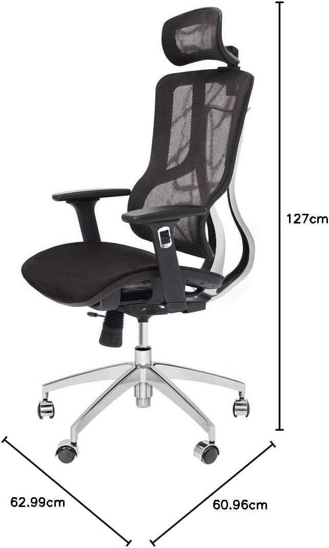 CangLong Executive Chair with 2D Adjustable Headrest, Ergonomic Office Chair with Mesh Seat and High Back, Desk Chair with 3D Armrest, Multifunction for Relaxation, BIFMA Certification No 5.1, Black