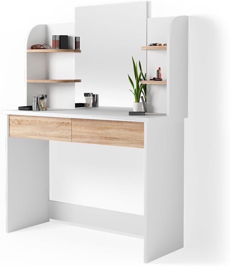 Vicco Charlotte Make-Up Table Dressing Table Mirror 142 x 108 cm Sonoma White