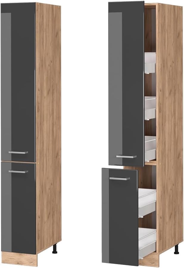 FurniFlex Kitchen Wall Cupboard Cabinet, Anthracite