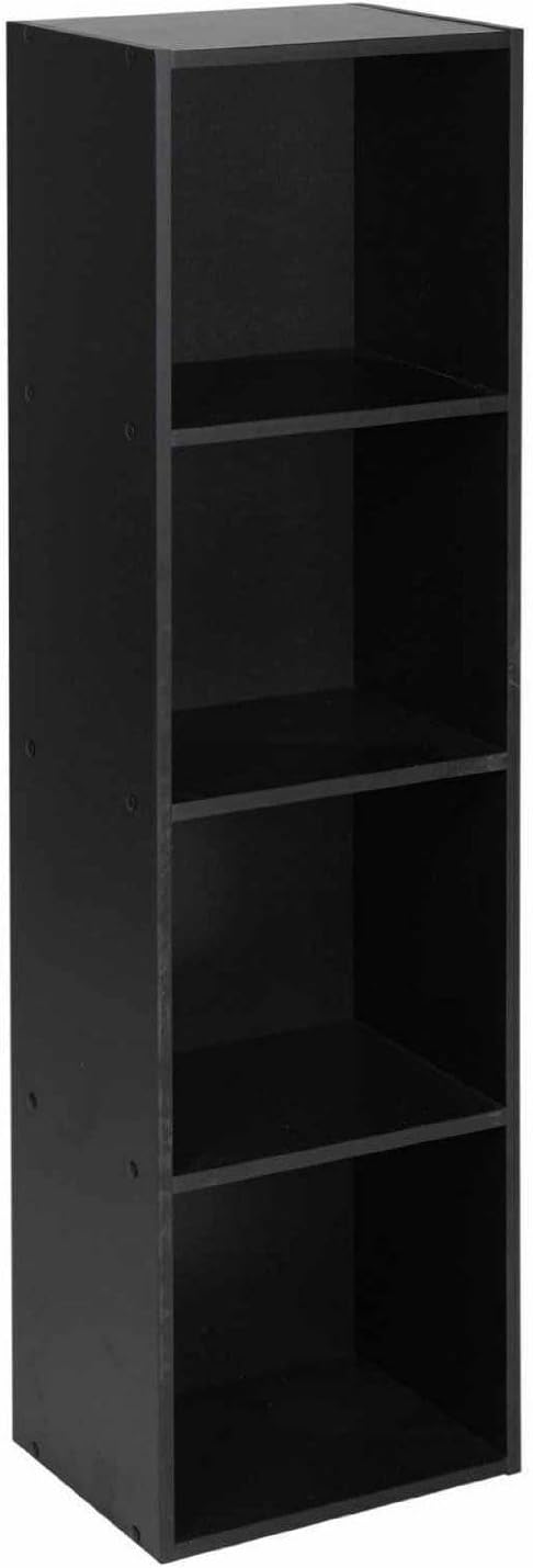 URBNLIVING Tier Wooden Bookcase Shelving Display Storage Shelf Unit Wood Shelves (Rustic Brown, 4 Shelf)