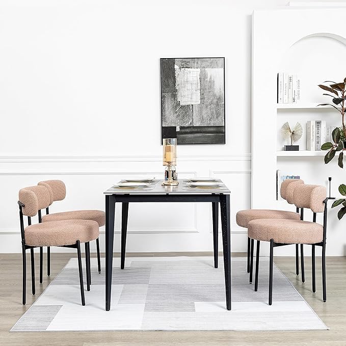 Generic Dining Share and Share for Kitchen Dining Room, Aflastred with all dining share and black legs, Curved with a modern dining chair, Side Share