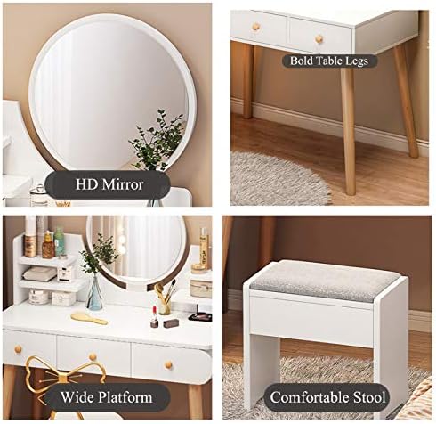 TecnoMobili Melamine Dressing Table, White - H 85 cm x W 54 cm x D 45 cm (white-high end)