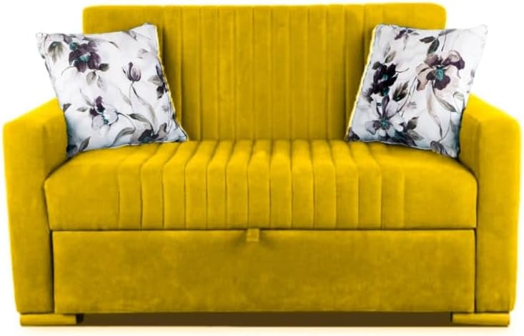 Aldora imza tow seater sofa bed_yallow
