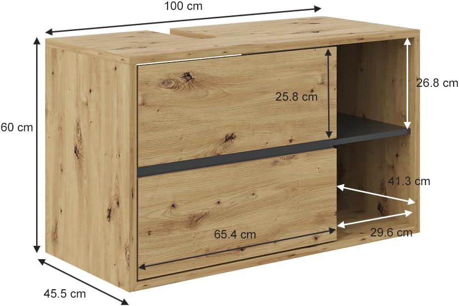 Vicco Viola Vanity Unit Hanging Bathroom Cabinet Anthracite Oak
