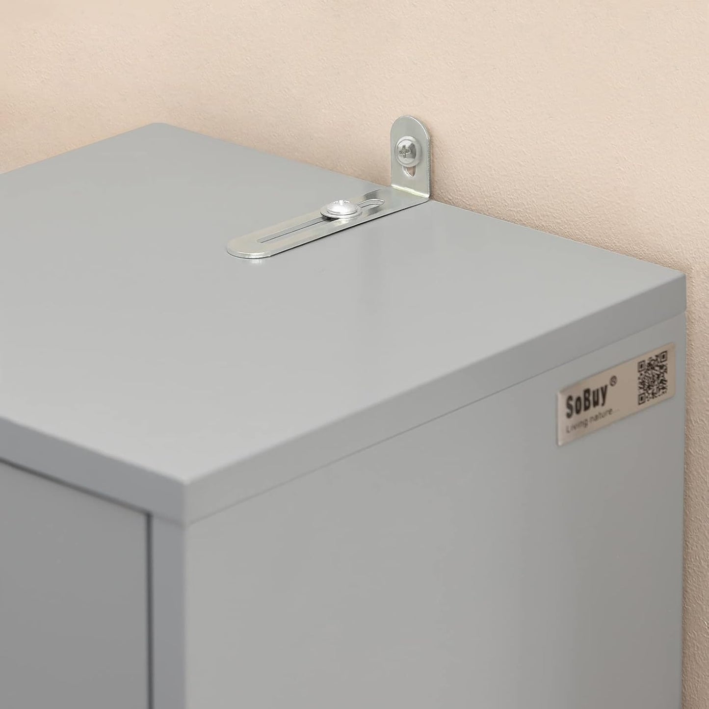 SoBuy BZR34-HG Bathroom Tall Cabinet with 5 Compartments with 1 Drawer and Doors Light Grey W x H x D x H x D x H x D x D: Approx. 20 x 180 x 20 cm