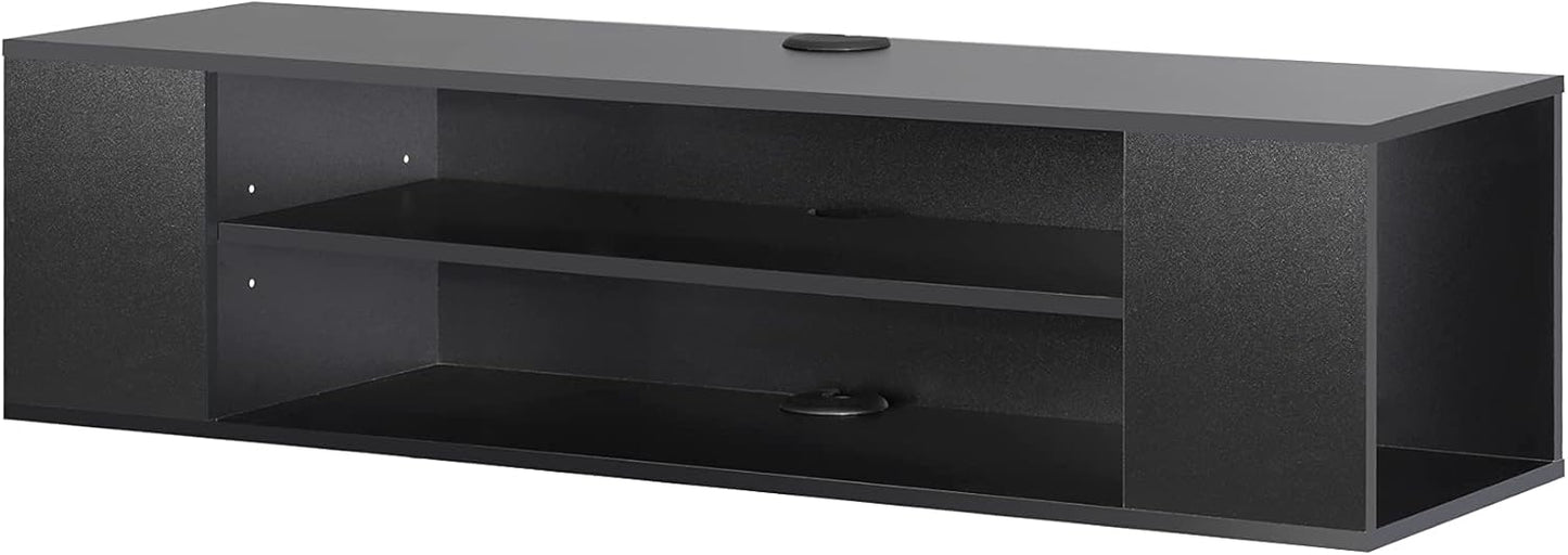 Fitueyes floating tv unit cabinet, wall mounted tv shelf with 4 storages for living room, entertainment center