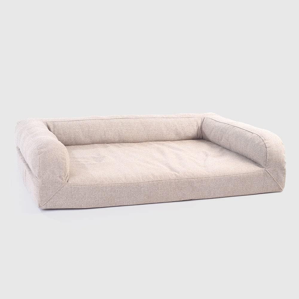 Ariika Biggie Pet Bed - Large, Turquoise, Suitable for Dogs & Cats, Removable Cover, Sponge & Fiber Filling, Bolstered, Linen Blend, 120W x 80D x 15H