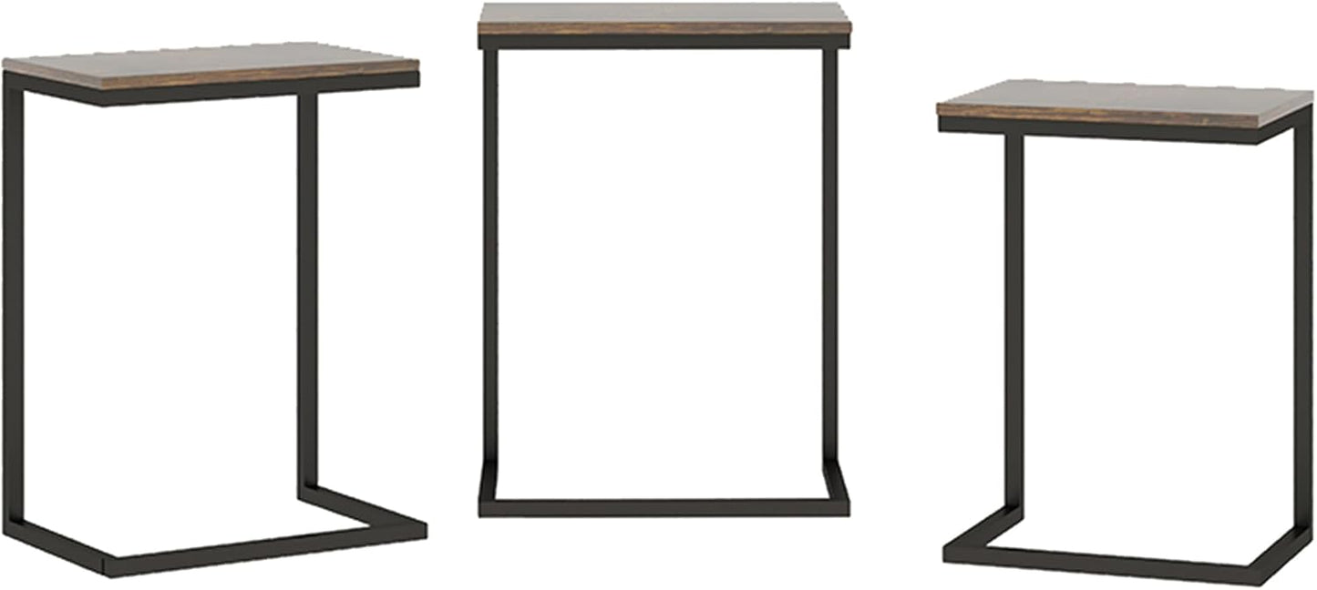 AnneFish Nesting Tables Set of 3, C type coffee table set, Modern Stacking Side Tables, End table with Steel Metal Legs for living room