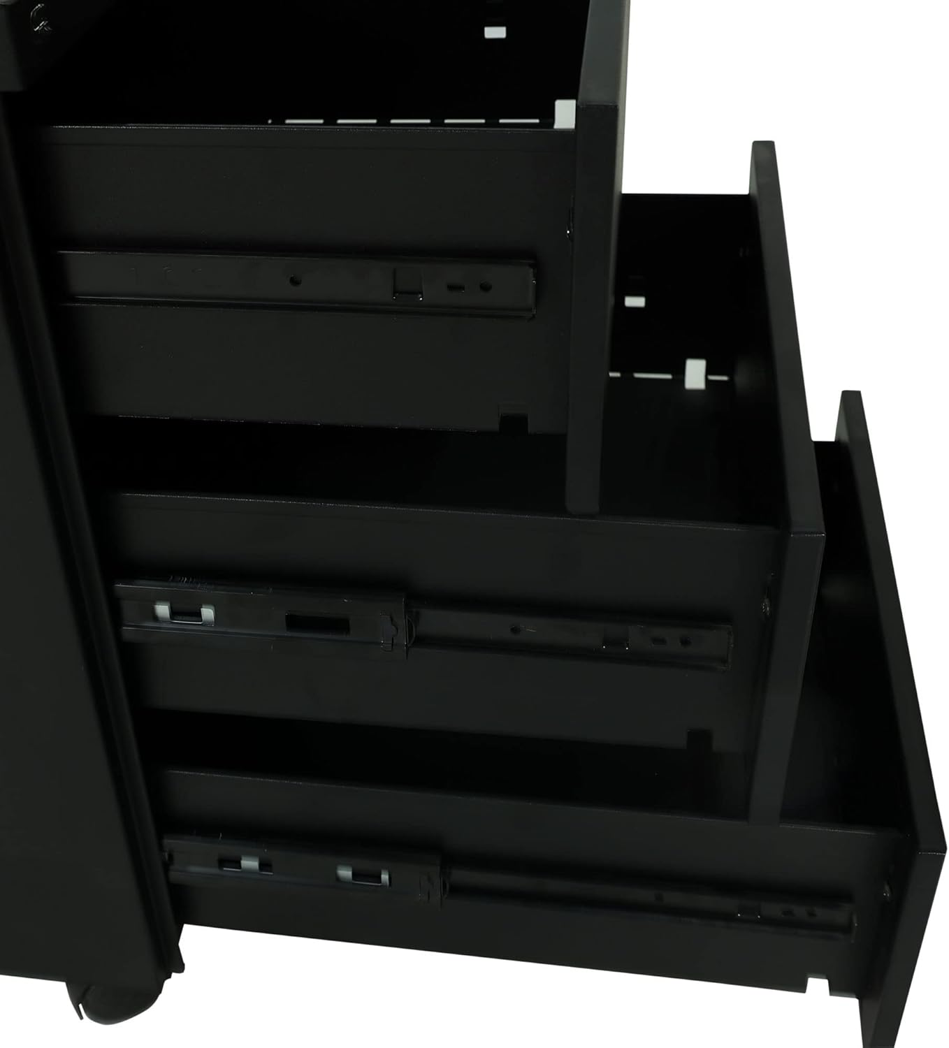RIGID Steel Mobile Pedestal 3 Drawer Storage Unit Modern & Sleek Office Furniture Black