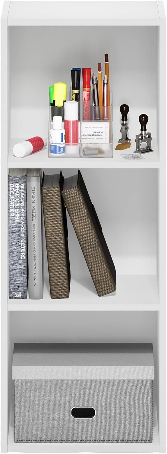 Furinno Pasir 3-Tier No Tool Assembly Open Shelf Bookcase, White