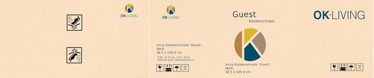 Vicco Guest Wardrobe White Hallway Cupboard - Open Walk In Clothes Rack Wardrobe Hallway Niche Coat Stand (Cabinet Side)