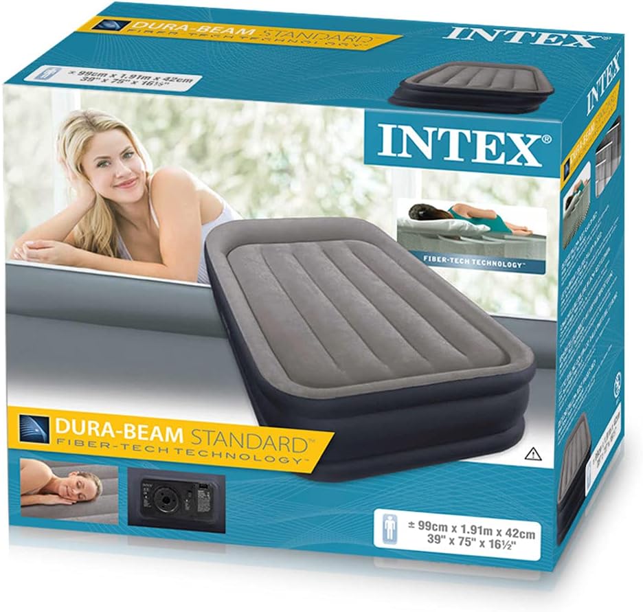 Intex | Dura-Beam Deluxe Double Size inflatable Air Bed | 64132NP | 191 * 99 * 42 cm | Grey