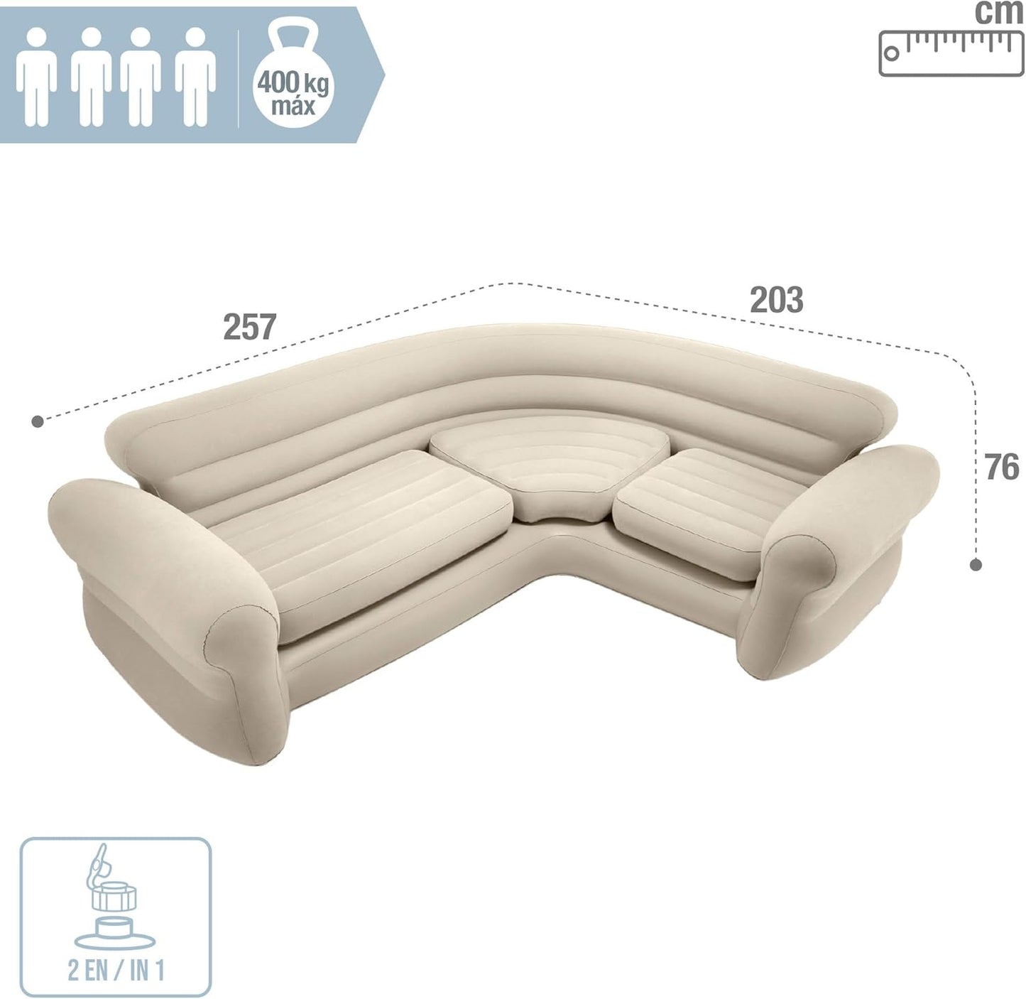 Intex | Corner Couch Sofa | Modern | L-Shape | 68575NP | ?257 * 203 * 76 cm | Ivory