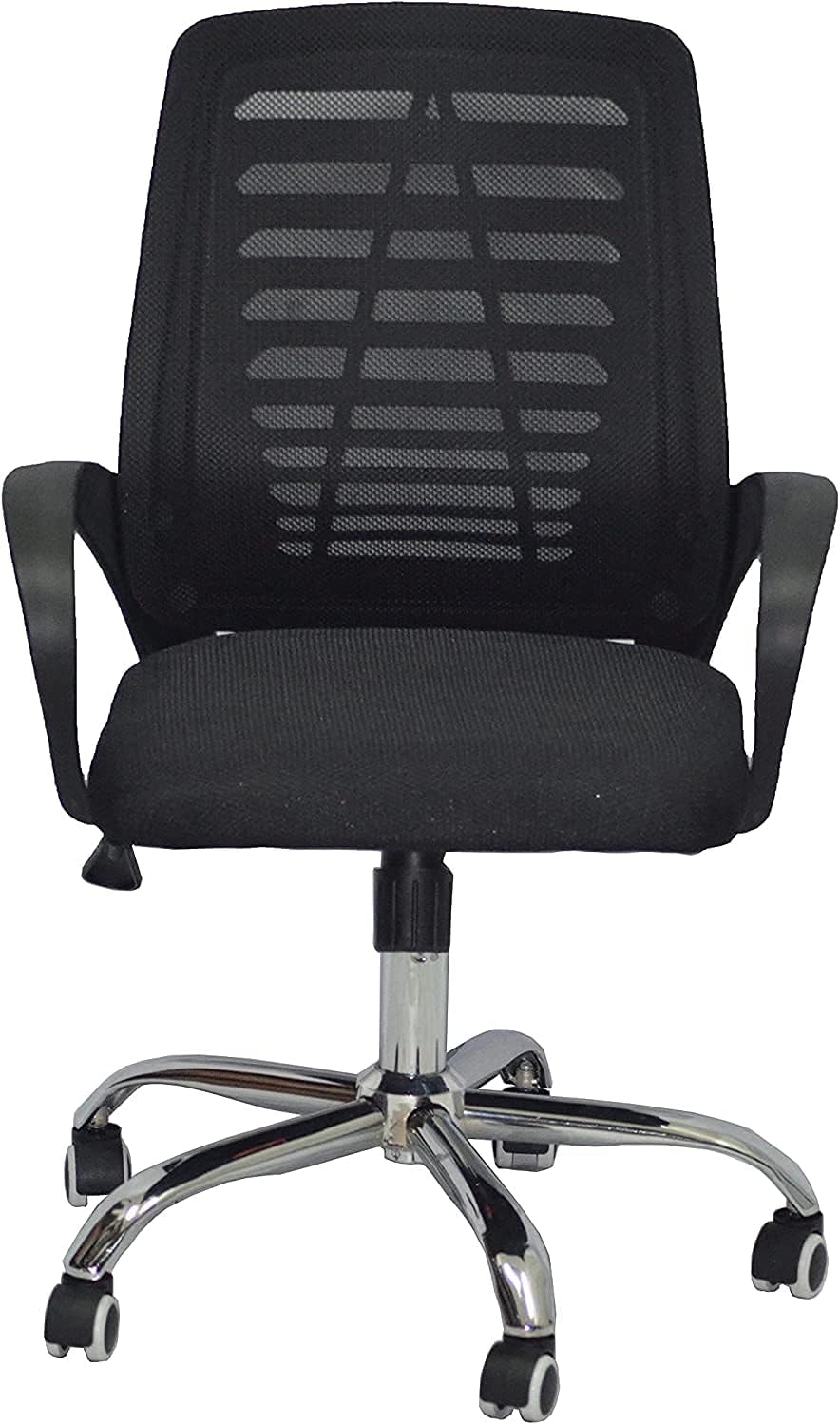 MESH-JM SWIVEL OFFICE CHAIR BLACK COLOR CHROME BASE FROM LEADERS FURNITURE