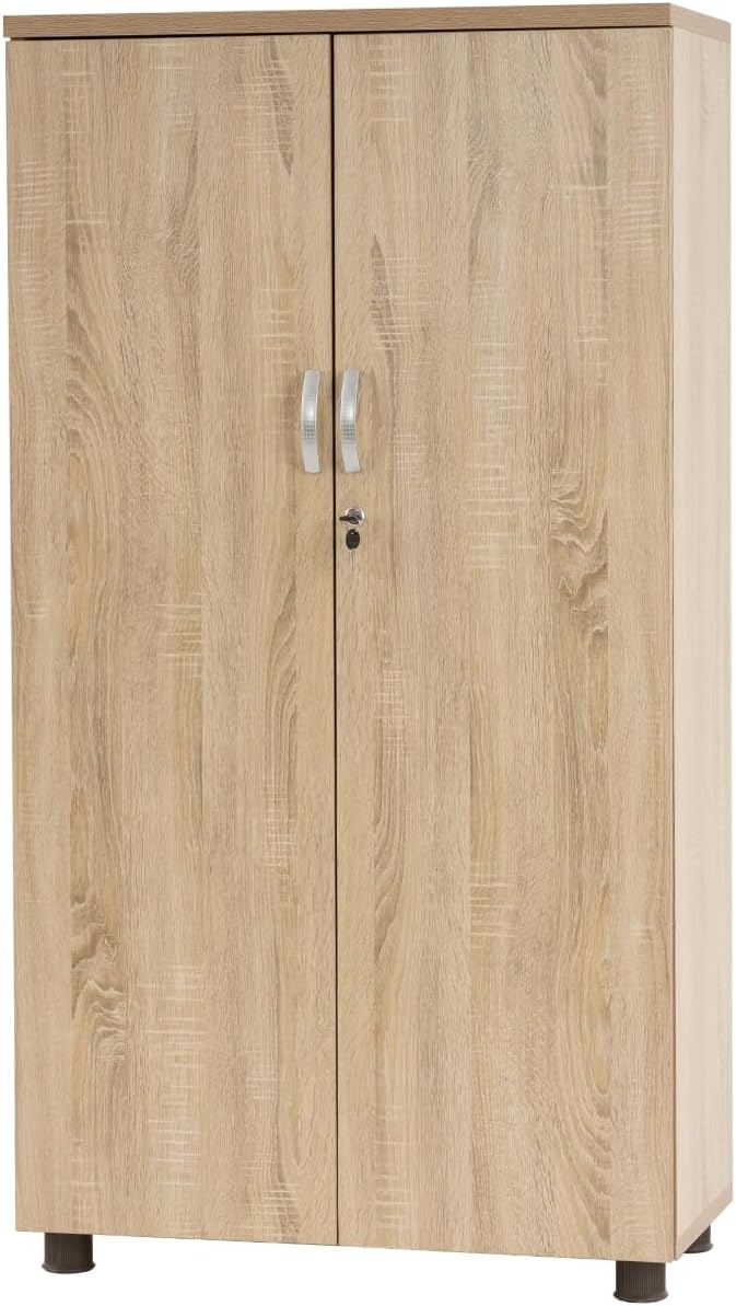 Hallowood Furniture Dudley Large Office Cupboard with Laminated Finish, Wooden Cupboard with Shelves, Lockable Cabinet, Book Case, Office & Filing Cabinet, Book Storage