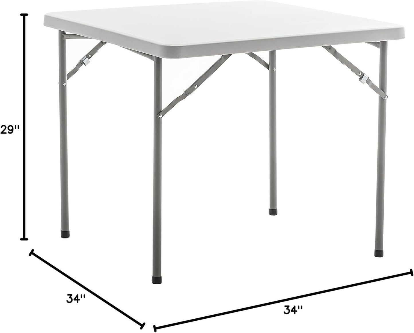BTEXPERT White 34" Square Granite Plastic Folding Table Portable for Card Board Games Nights Gatherings Party Home Indoor Outdoor Lightweight, One