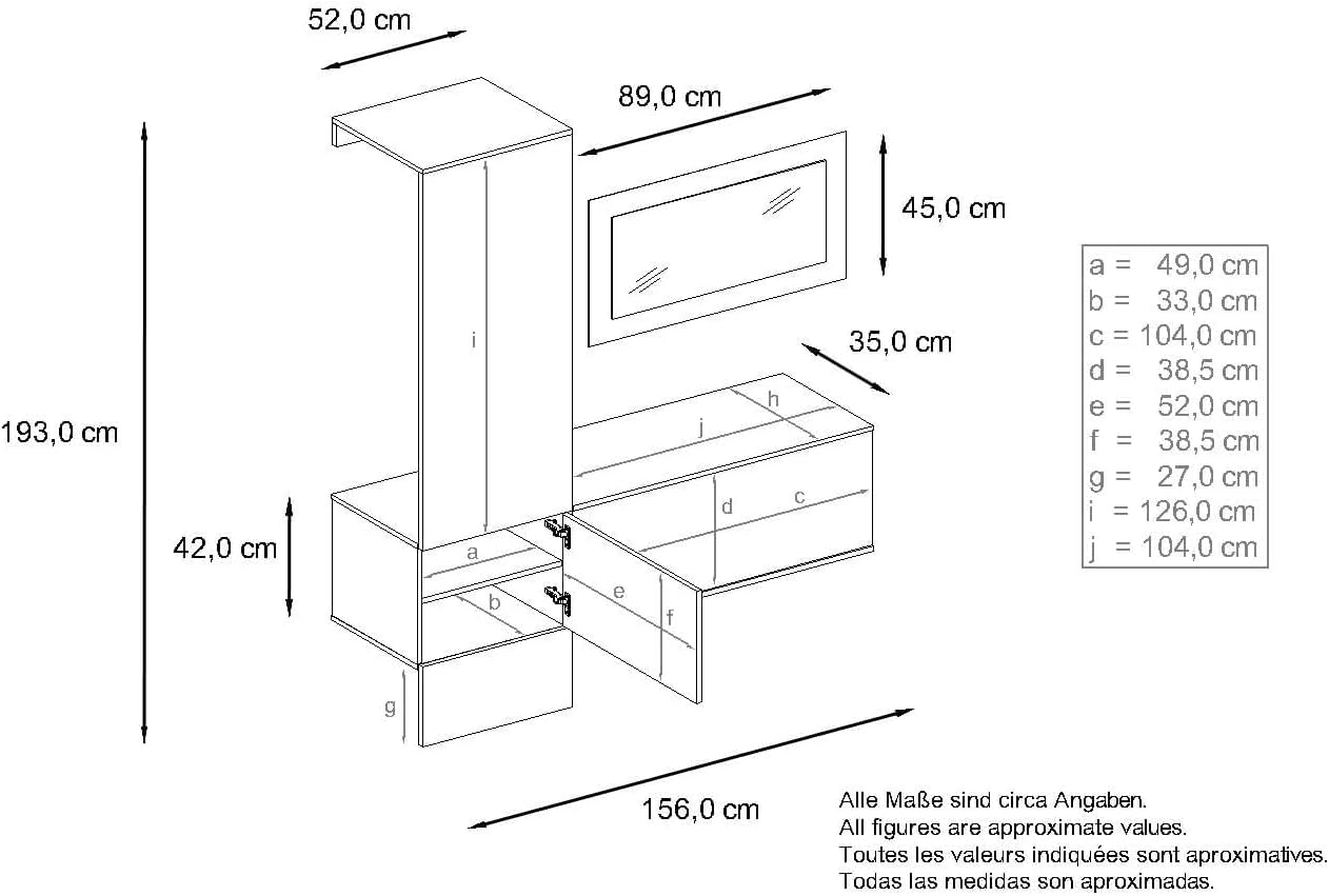 FurniFlex Satin Finish Carlton Wardrobe Set 4-Pieces, 156 cm x 193 cm x 35 cm Size, White Matt/Graphite Satin
