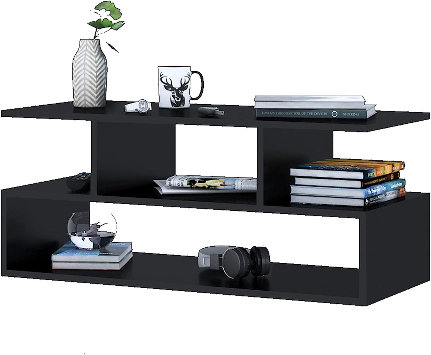 Klaxon Keelan Engineered Wood Coffee Table/Centre Table, Tea Table (Black)