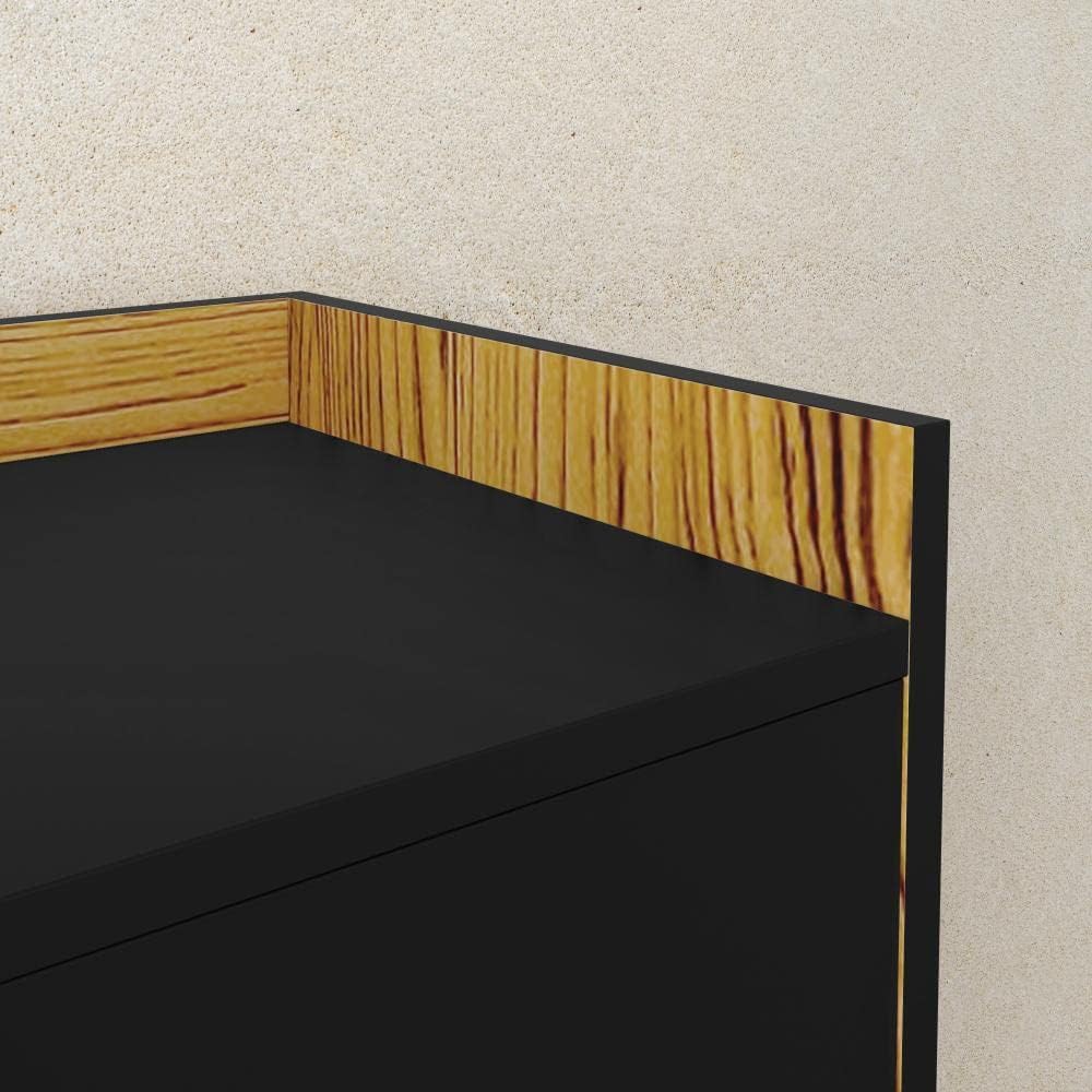 Lojas RPM Swiss Retro Buffet Sideboard 2 Doors with Shelf - Black with Nature - Stores